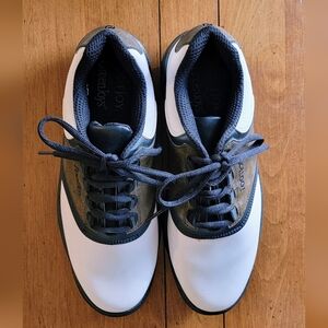 Mens FootJoy GreenJoys Pure White/Brown/Black Golf Shoes - Size 9M